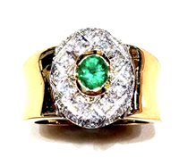 Anneau Sommer Femme Anni '80 in Or jaune Smeraldo 0.27 Ct SME CT 0.27 DIA CT 0.13 VS/G - SME CT 0.27 DIA CT 0.13 VS/G